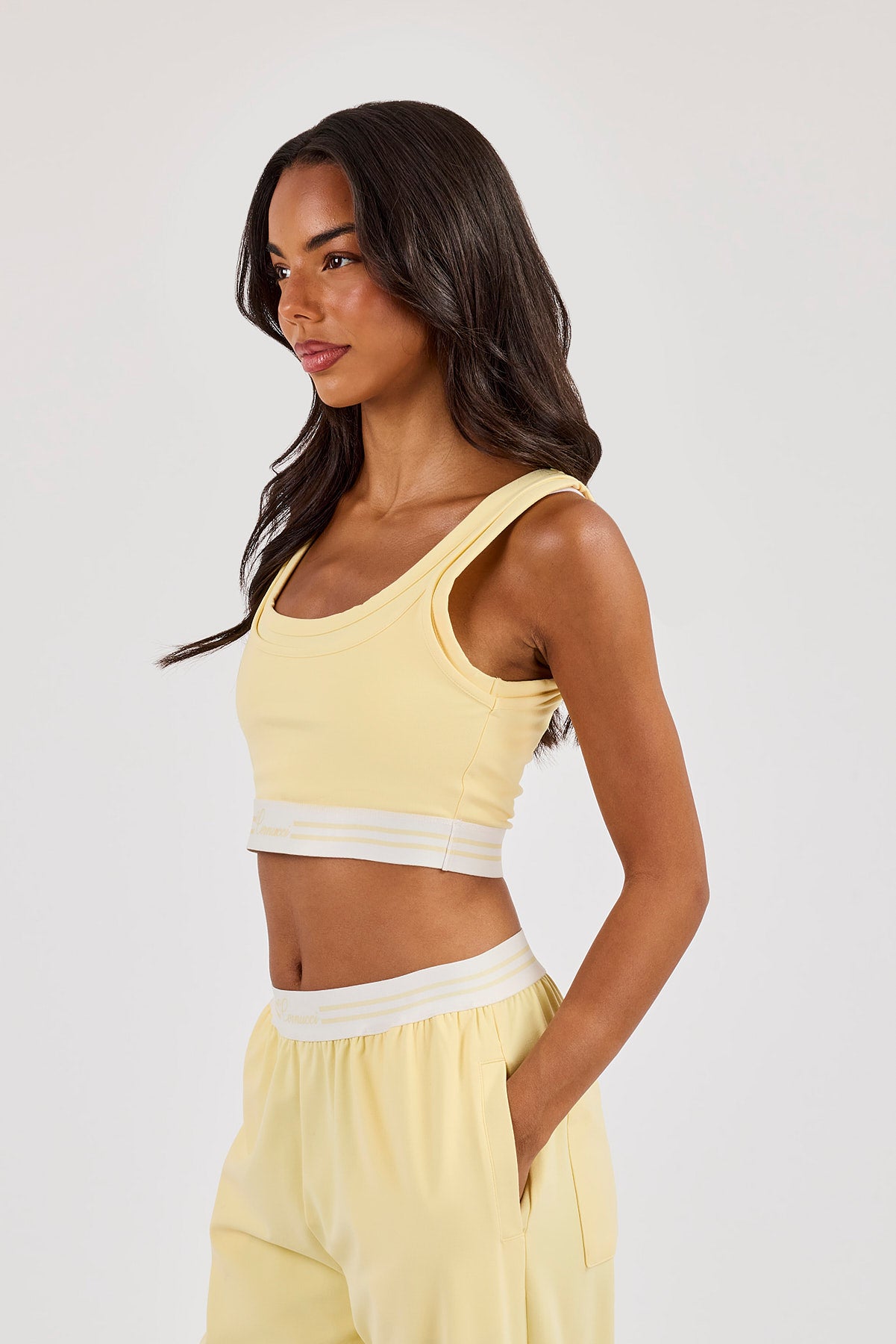 Double Layer Crop Top - Butter Yellow